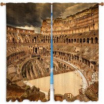 Inside Of Colosseum In Rome, Italy Window Curtains 59398896