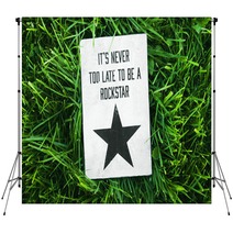 Inspirational Funny Poster- Quote NEVER LATE TO BE ROCKSTAR Backdrops 70195485