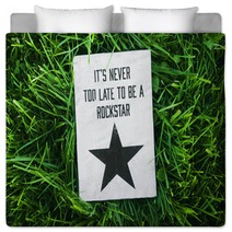 Inspirational Funny Poster- Quote NEVER LATE TO BE ROCKSTAR Bedding 70195485