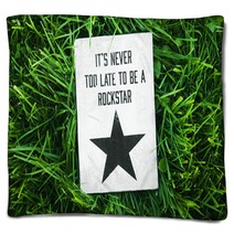 Inspirational Funny Poster- Quote NEVER LATE TO BE ROCKSTAR Blankets 70195485