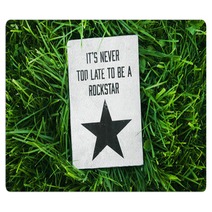 Inspirational Funny Poster- Quote NEVER LATE TO BE ROCKSTAR Rugs 70195485