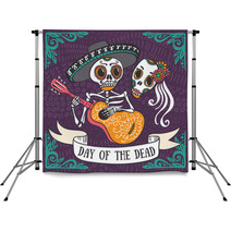 Invitation Poster To The Day Of The Dead Party Dea De Los Muertos Card Backdrops 107500694