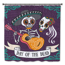 Invitation Poster To The Day Of The Dead Party Dea De Los Muertos Card Bath Decor 107500694