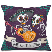 Invitation Poster To The Day Of The Dead Party Dea De Los Muertos Card Pillows 107500694