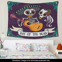 Invitation Poster To The Day Of The Dead Party Dea De Los Muertos Card Wall Art 107500694