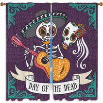 Invitation Poster To The Day Of The Dead Party Dea De Los Muertos Card Window Curtains 107500694