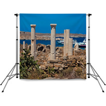 Ionian Column Capital, Architectural Detail On Delos Island, Gre Backdrops 68449100