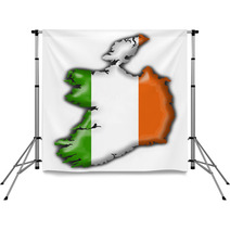 Ireland Button Flag Map Shape Backdrops 9450315