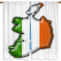 Ireland Button Flag Map Shape Window Curtains 9450315