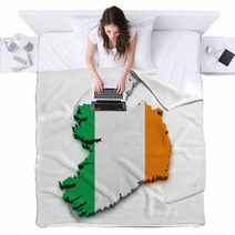 Ireland Flag Map Shape Blankets 48901092