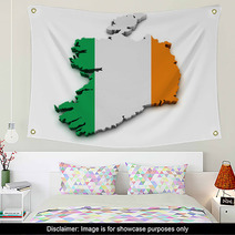 Ireland Flag Map Shape Wall Art 48901092