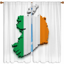 Ireland Flag Map Shape Window Curtains 48901092
