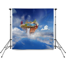 Island Flying In The Sky And Clouds Backdrops 60152446