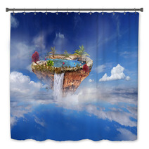 Island Flying In The Sky And Clouds Bath Decor 60152446