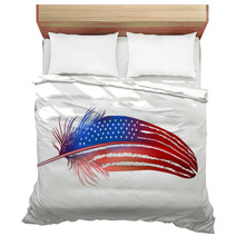 Isolated Feather On White Background. American Flag Bedding 60213721
