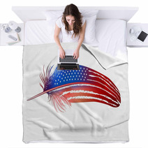 Isolated Feather On White Background. American Flag Blankets 60213721