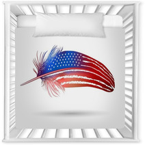 Isolated Feather On White Background. American Flag Nursery Decor 60213721