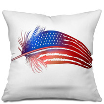 Isolated Feather On White Background. American Flag Pillows 60213721