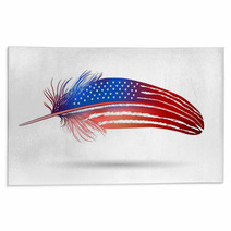 Isolated Feather On White Background. American Flag Rugs 60213721