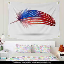 Isolated Feather On White Background. American Flag Wall Art 60213721