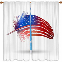 Isolated Feather On White Background. American Flag Window Curtains 60213721