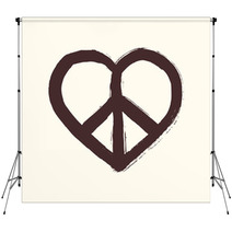 Isolated Heart Shape Peace Symbol Brush Style Composition EPS10 Backdrops 56362582