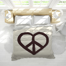 Isolated Heart Shape Peace Symbol Brush Style Composition EPS10 Bedding 56362582