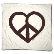 Isolated Heart Shape Peace Symbol Brush Style Composition EPS10 Blankets 56362582