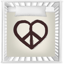 Isolated Heart Shape Peace Symbol Brush Style Composition EPS10 Nursery Decor 56362582