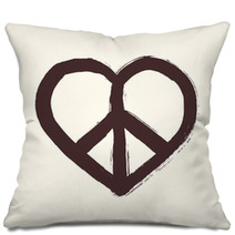 Isolated Heart Shape Peace Symbol Brush Style Composition EPS10 Pillows 56362582