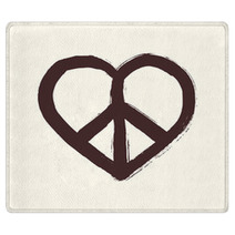 Isolated Heart Shape Peace Symbol Brush Style Composition EPS10 Rugs 56362582