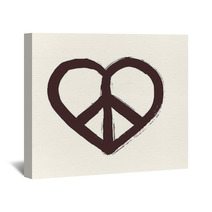 Isolated Heart Shape Peace Symbol Brush Style Composition EPS10 Wall Art 56362582