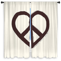Isolated Heart Shape Peace Symbol Brush Style Composition EPS10 Window Curtains 56362582