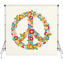 Isolated Peace Symbol Made With Flowers Composition EPS10 File. Backdrops 56362786