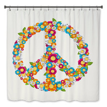 Isolated Peace Symbol Made With Flowers Composition EPS10 File. Bath Decor 56362786
