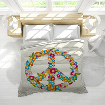 Isolated Peace Symbol Made With Flowers Composition EPS10 File. Bedding 56362786