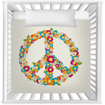 Isolated Peace Symbol Made With Flowers Composition EPS10 File. Nursery Decor 56362786