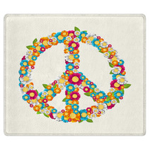 Isolated Peace Symbol Made With Flowers Composition EPS10 File. Rugs 56362786