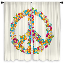Isolated Peace Symbol Made With Flowers Composition EPS10 File. Window Curtains 56362786
