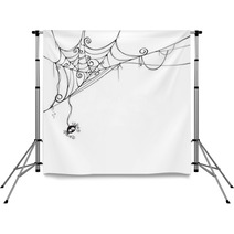 Isolated Spooky Spider Web In A Fun Way Backdrops 68514516