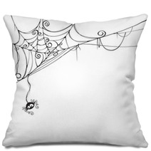 Isolated Spooky Spider Web In A Fun Way Pillows 68514516