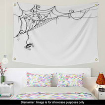 Isolated Spooky Spider Web In A Fun Way Wall Art 68514516