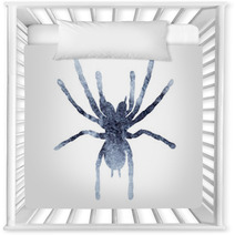 Isolated Watercolor Gray Silhouette Spider Insect Nursery Decor 236421080