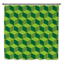 Isometric Pattern In Three Green Color Tones Bath Decor 37293047