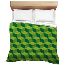 Isometric Pattern In Three Green Color Tones Bedding 37293047