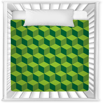 Isometric Pattern In Three Green Color Tones Nursery Decor 37293047