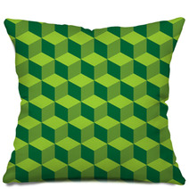 Isometric Pattern In Three Green Color Tones Pillows 37293047