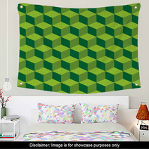 Isometric Pattern In Three Green Color Tones Wall Art 37293047