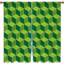 Isometric Pattern In Three Green Color Tones Window Curtains 37293047