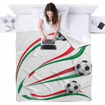 Italian Flag Set With Soccer Ball Blankets 63864327